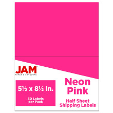JAM PAPER Verzendetiketten - Half Page - 5 1/2 x 8 1/2 - Neonroze - 50/Verpakking
