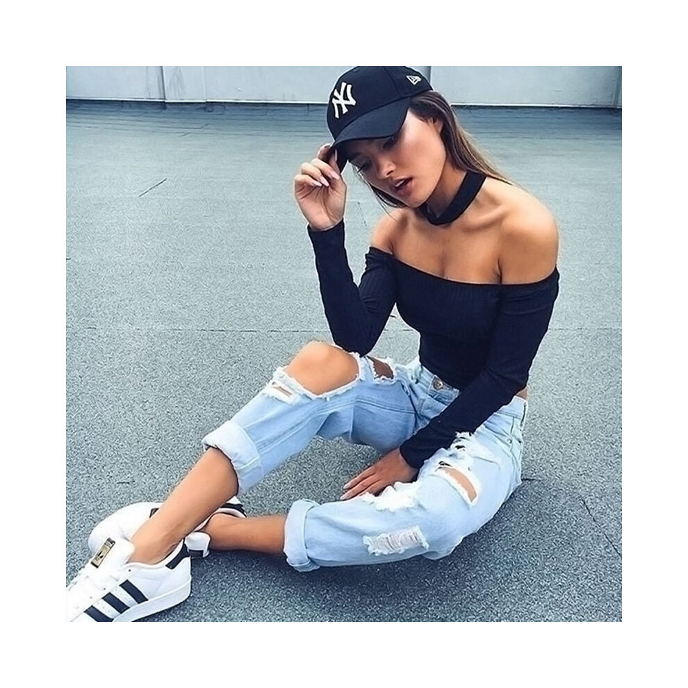 (Noir,2XL=US L)Mode Femme Décolleté Crop Top Manche Longue Chemise Chemise Chemise Chemise Sweat Tshirt Courte