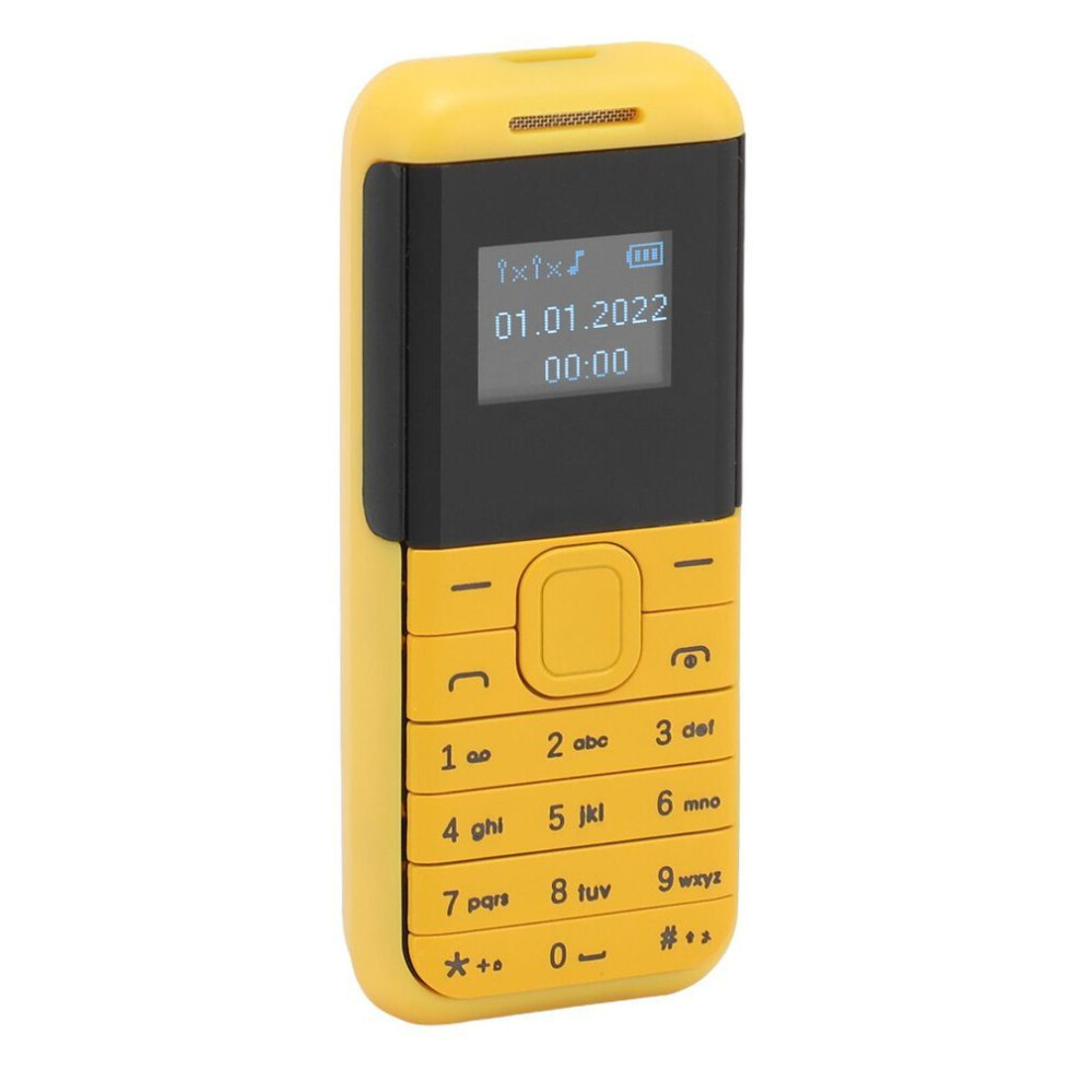 (yellow) Tiny Mobile Phone Mini 2g Phone 0.66in Screen 2 In 1 Bluetooth Sound Player Dual Card Standby Gsm