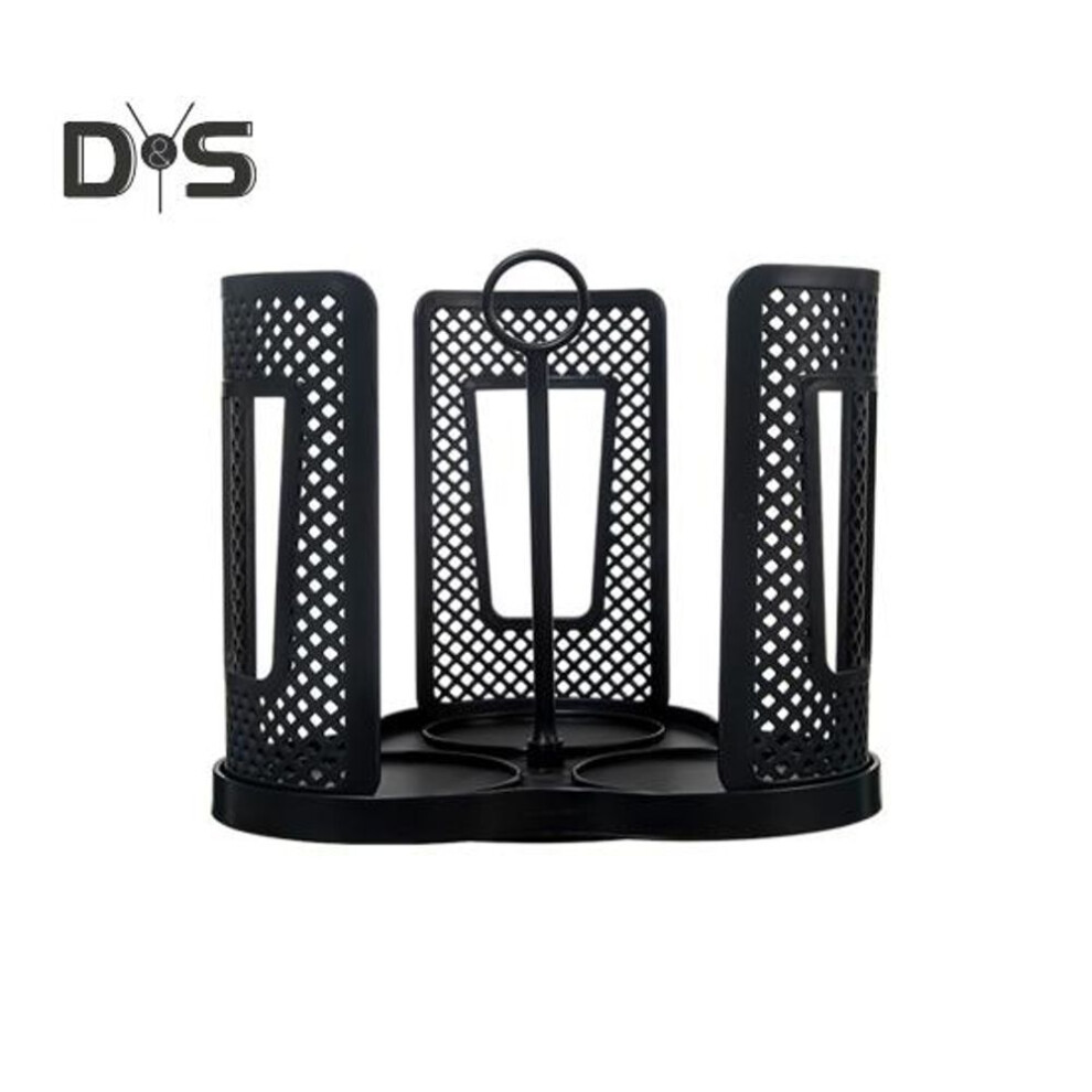 (black) Paper Cup Holder Rotating Tray Cup Storage Dispenser With 3 Compartments Plastic Coffee Cup Organizer For Countertops Kitchen Coffee