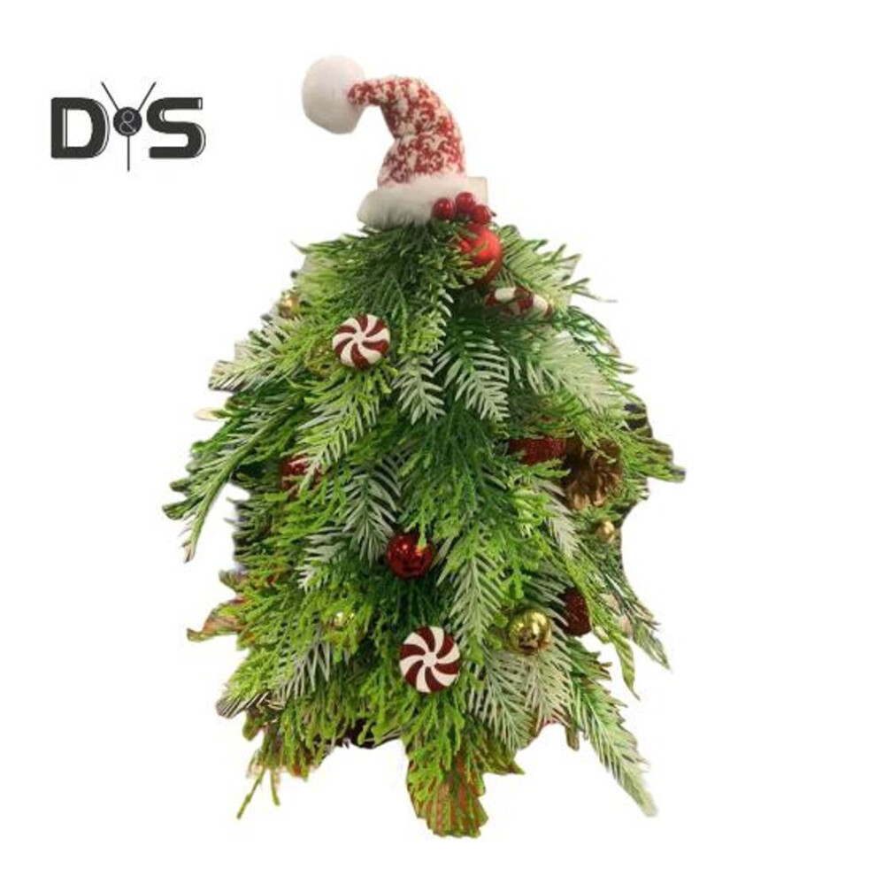 (as the picture, D) Mini Christmas Tree Decoration Realistic Artificial Xmas Tree Desktop Ornament Home Office Bookshelf Small Green Tree Decor Holiday Gift