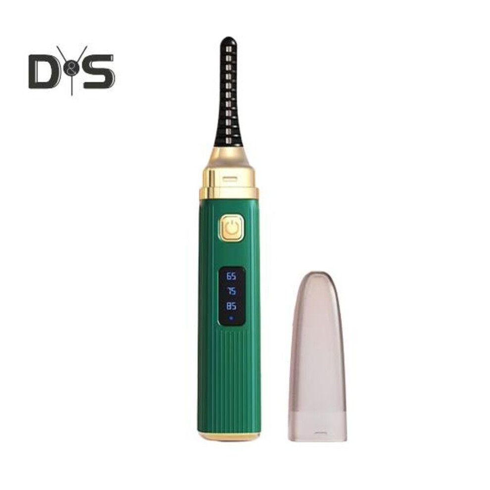 (green) Electric Eyelash Curler With Protective Cover Fast Heating Heated Eyelash Curler Usb Curled Brush Constant Temperature Single Clip Forming Eyelash