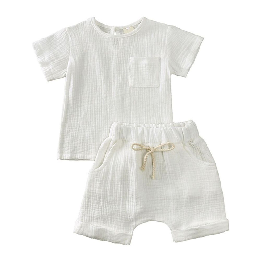 (white, 66) Summer Boys' And Girls' Children's Two-piece Fashion Suit