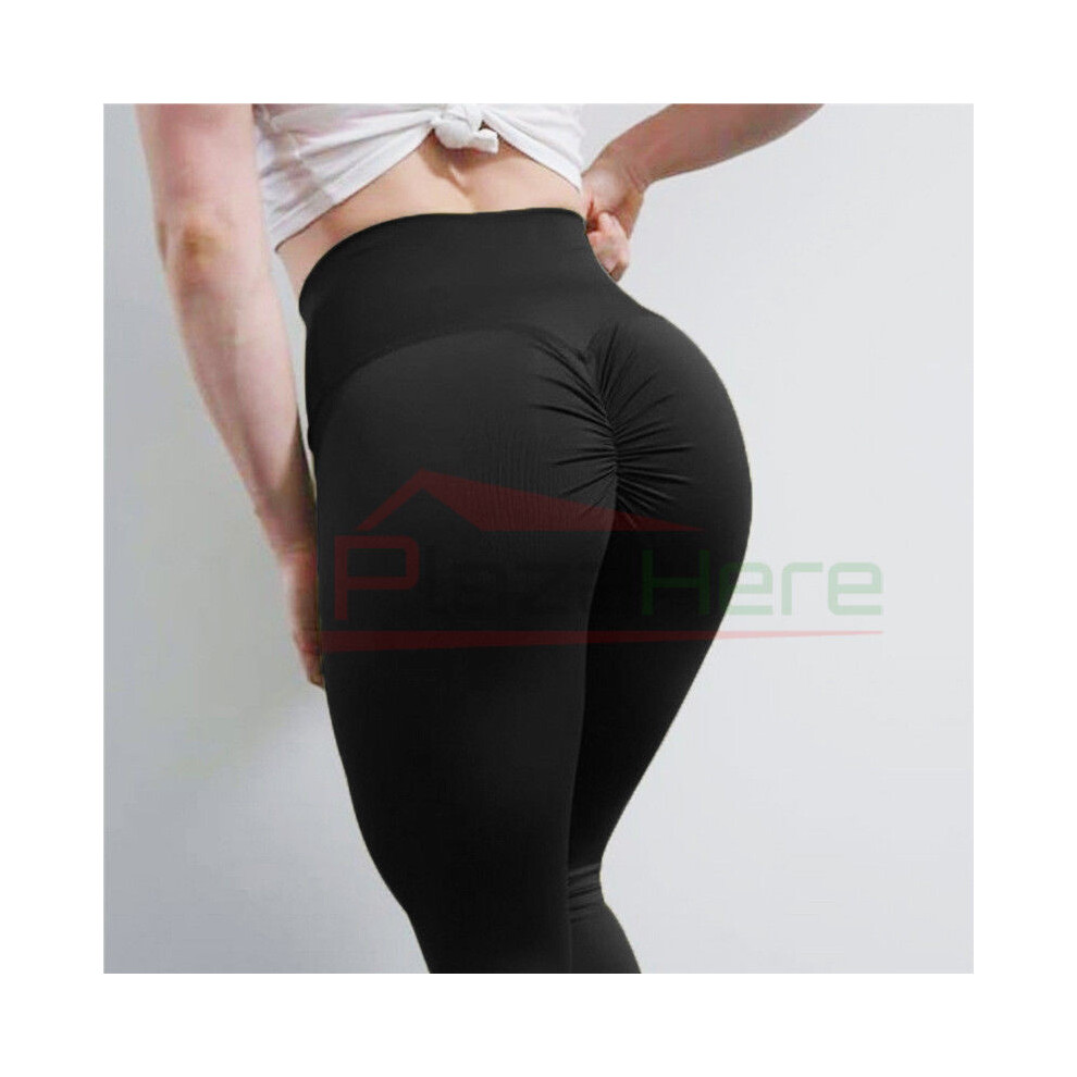 (Black,L)Pantalon de yoga sexy femme lifting des fesses hanche push up leggings fitness stretch entraînement