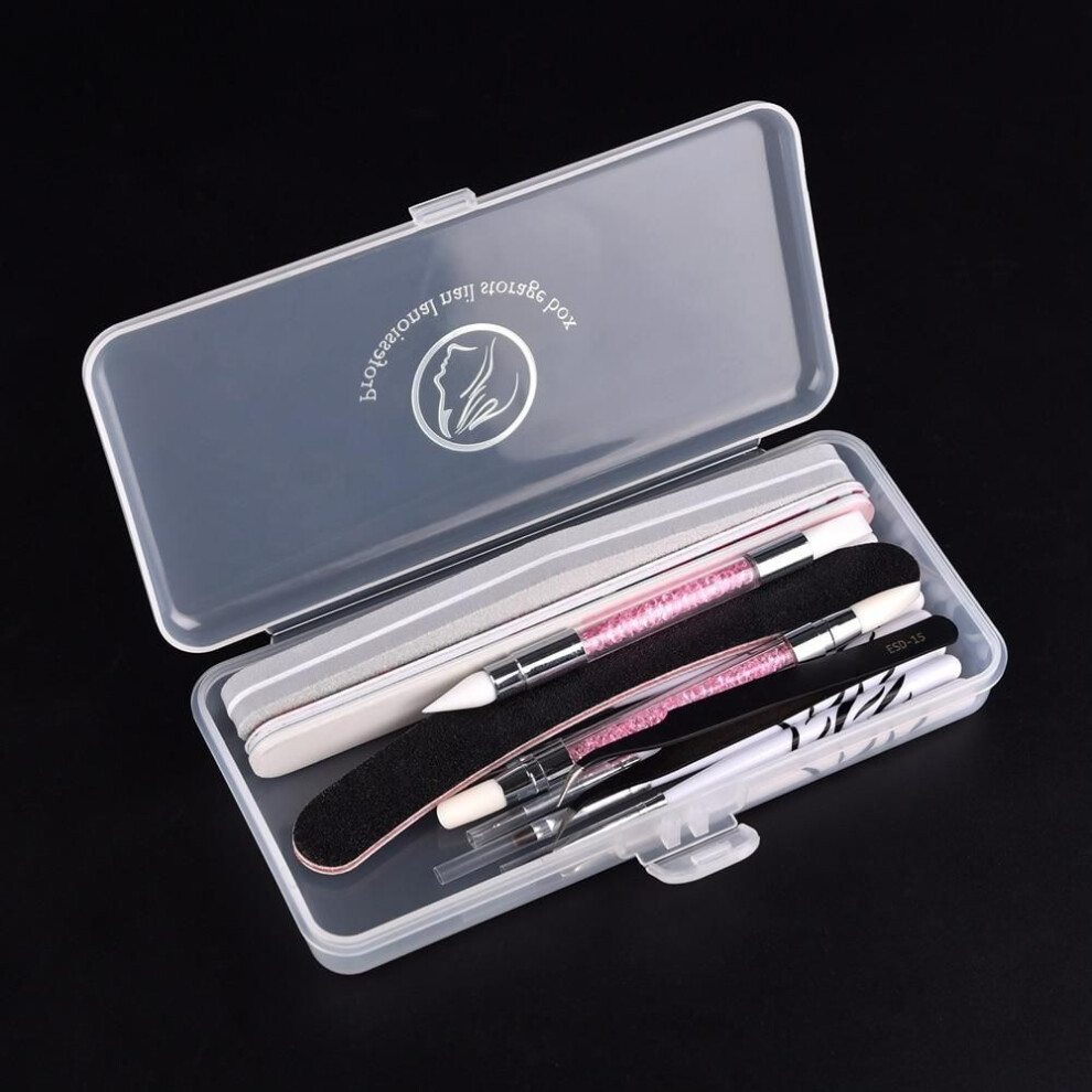 KADS Nail Tool Storage Box for Nails Decoration Transparent Plastic Nail Art Organizer Rectangle Case Empty Container for Nail Tips