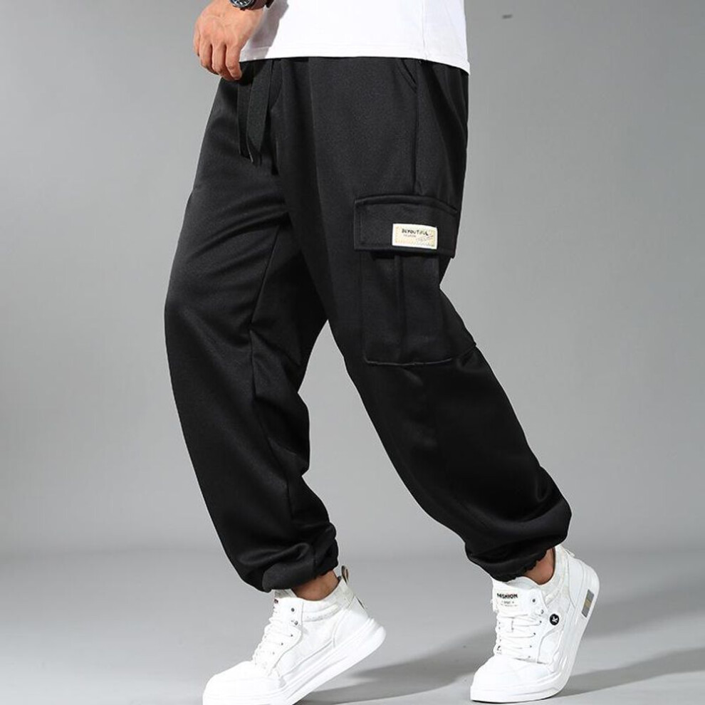 (12XL, 330-350 jin) Men's Plus Size Harem Workwear Pants - Loose Cuffs, Drawstring, Casual Long Fit