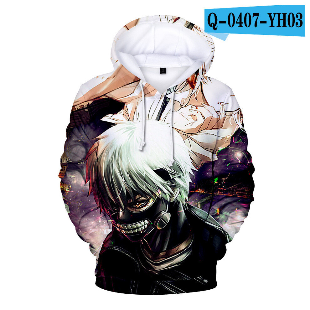 (A,4XL)Sweat à capuche décontracté imprimé 3D animé Tokyo Ghoul Japan pour femme