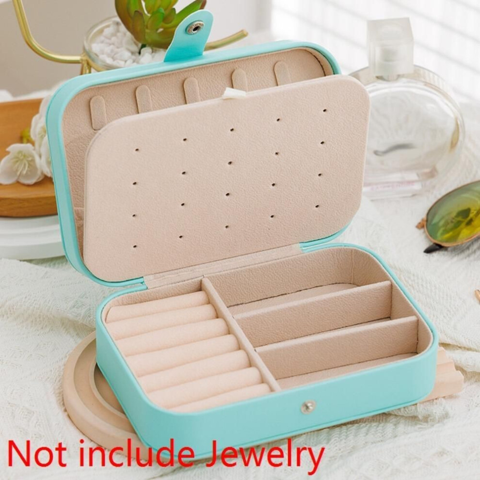 (green) PU Necklace Ring Case Portable Earring Organizer Creative Solid Color Jewelry Box  Travel
