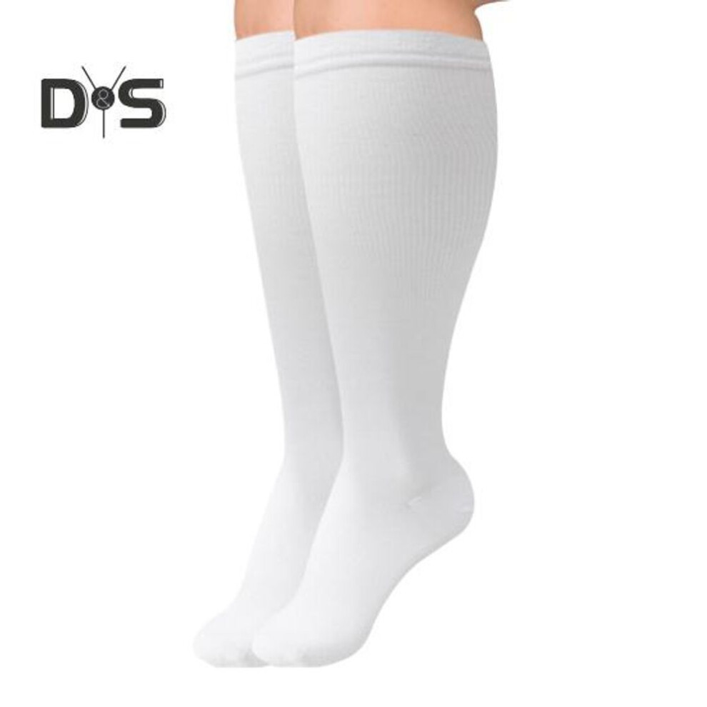 (white, 3XL) 1 Pair Unisex Sport Socks Compression Yoga Socks Plus Size Long-tube High Elasticity Wrapping Anti-slip Socks Warmth Stockings For Daily Life Running