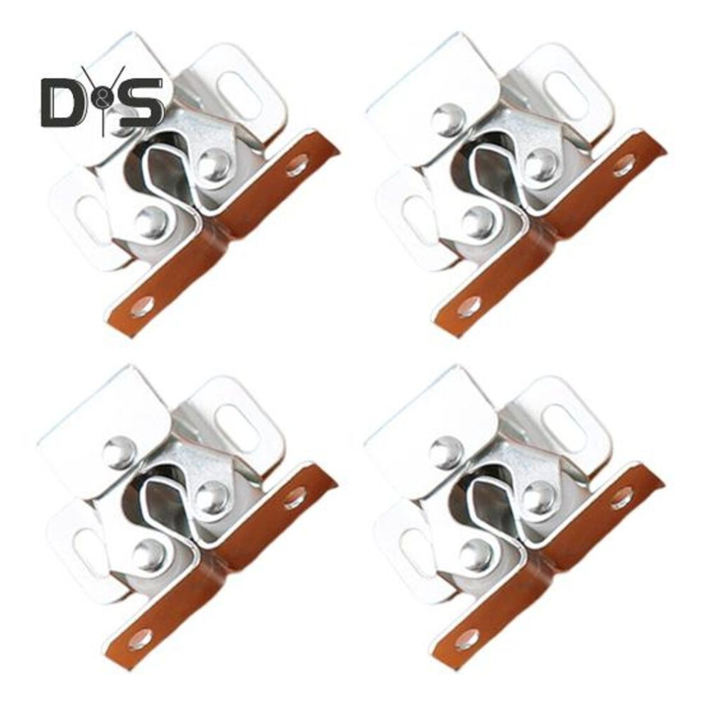 (silver) 1 Set Cabinet Door Lock Built-in Spring Rustproof Electroplated Adjustable Easy Installation Multipurpose Iron Cabinet Latch Cupboard Door Lock