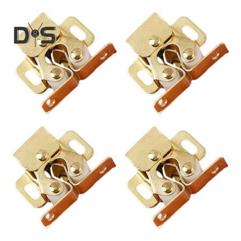 (golden) 1 Set Cabinet Door Lock Built-in Spring Rustproof Electroplated Adjustable Easy Installation Multipurpose Iron Cabinet Latch Cupboard Door Lock