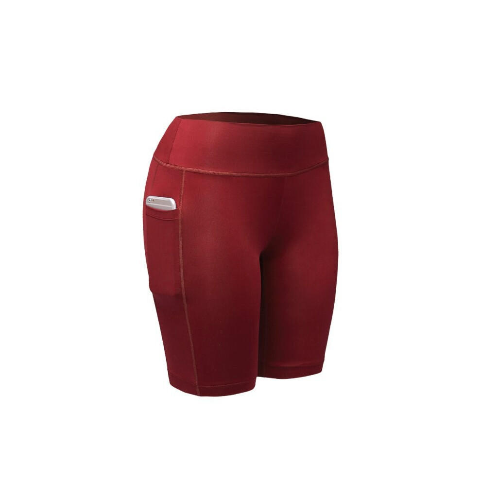 (Red,2XL)Short de Compression Femme Sport Gym Fitness Course Exercice Pantalon