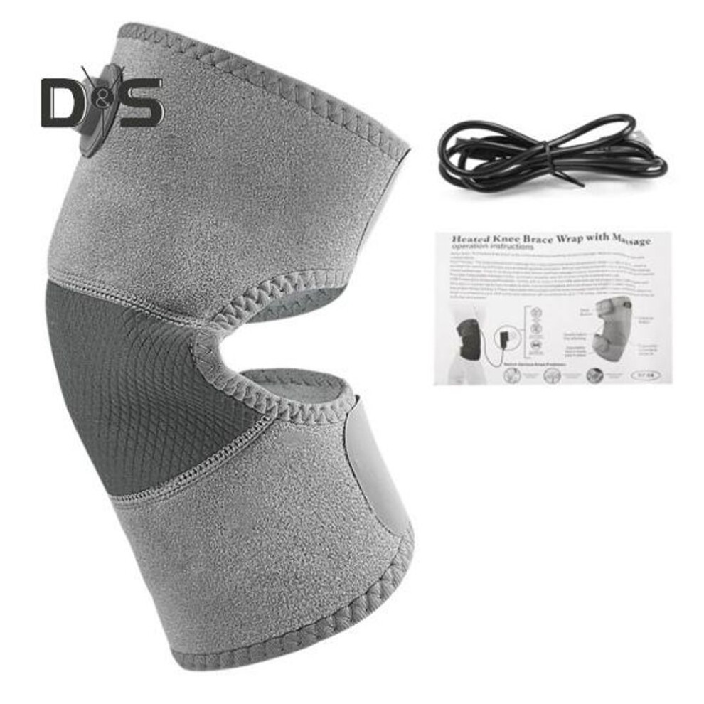 (grey) 1pc Electric Heated Knee Pad 3 Levels Temperature Adjustable Usb Powered Knee Joint Arthritis Pain Relief Vibration Massager Heating Knee Brace Wrap