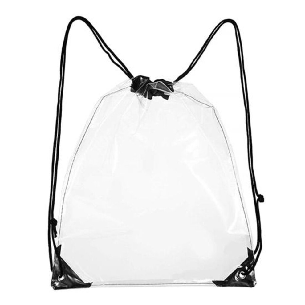 (black) Clear Waterproof Pvc Drawstring Bag Adjustable Large Capacity Stadium Travel Beach Storage Backpack Outdoor Supplies