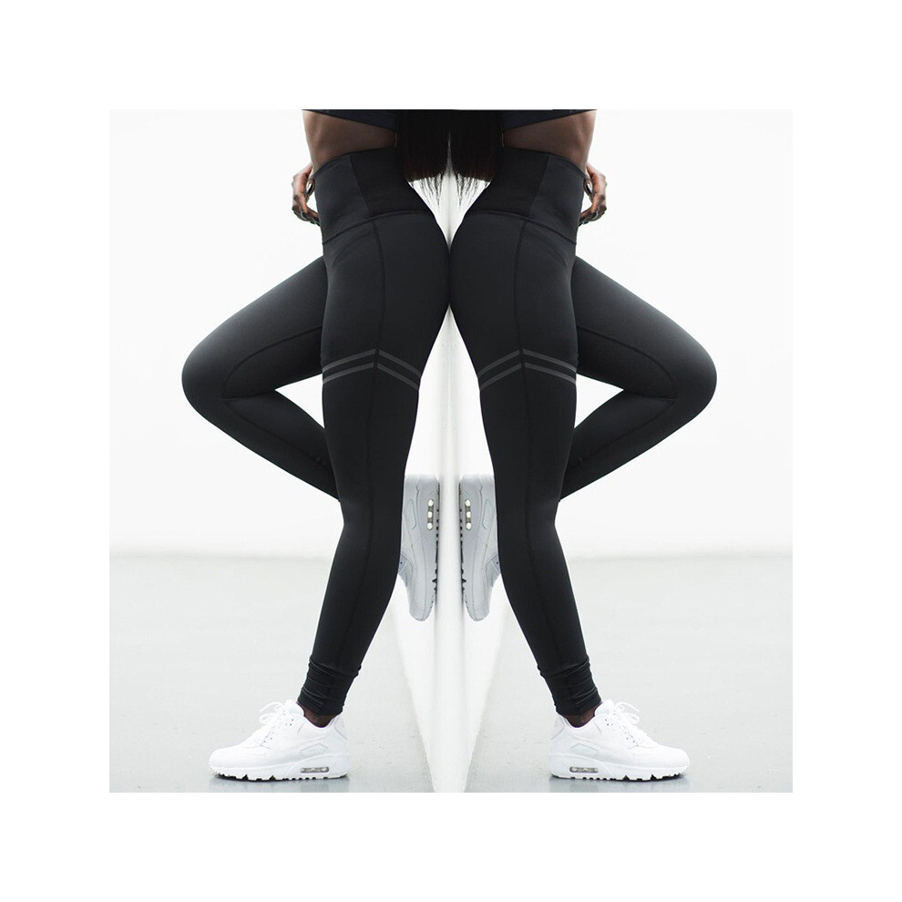 (Black,XL)Legging femme taille haute yoga fitness pantalon gym course pantalon stretch sport