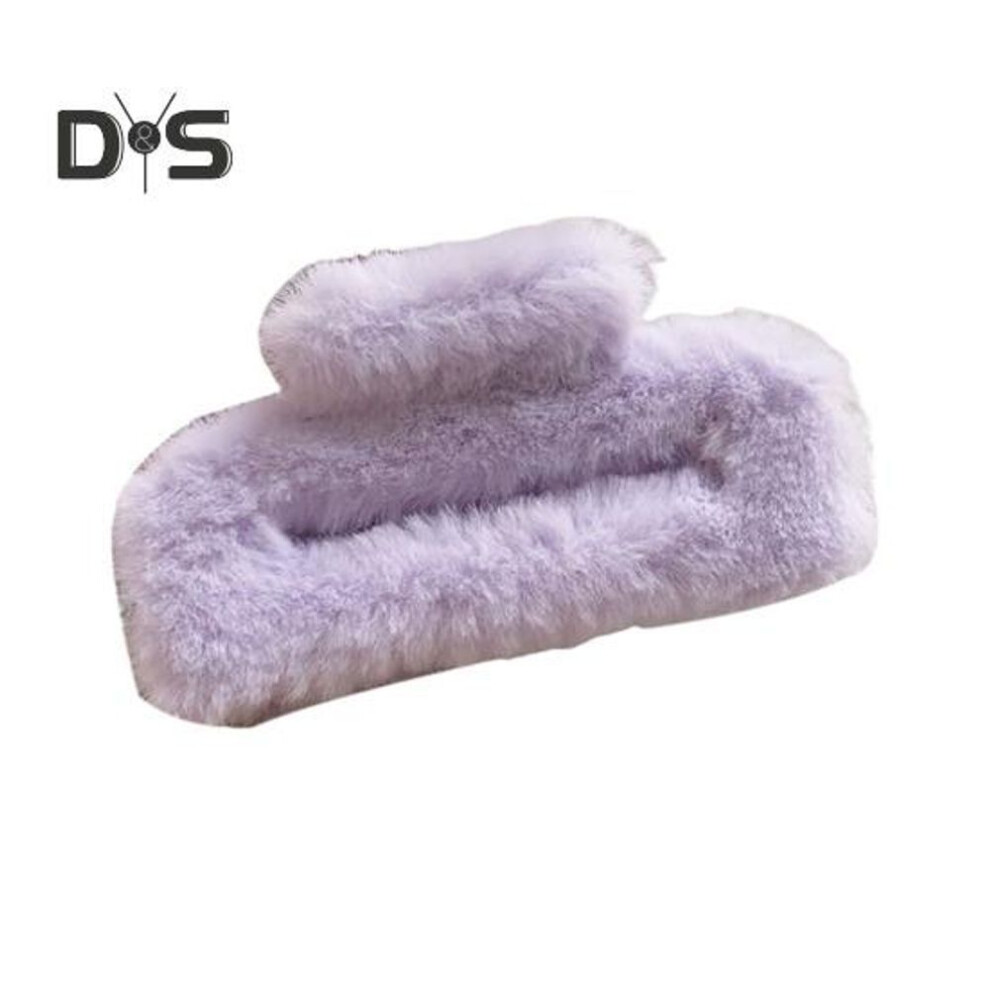(light purple) Women Hair Claw Plush Wrap Design Spring Back Head Large Hair Clip Rectangle Shark Hair Clamp Hair Accessory