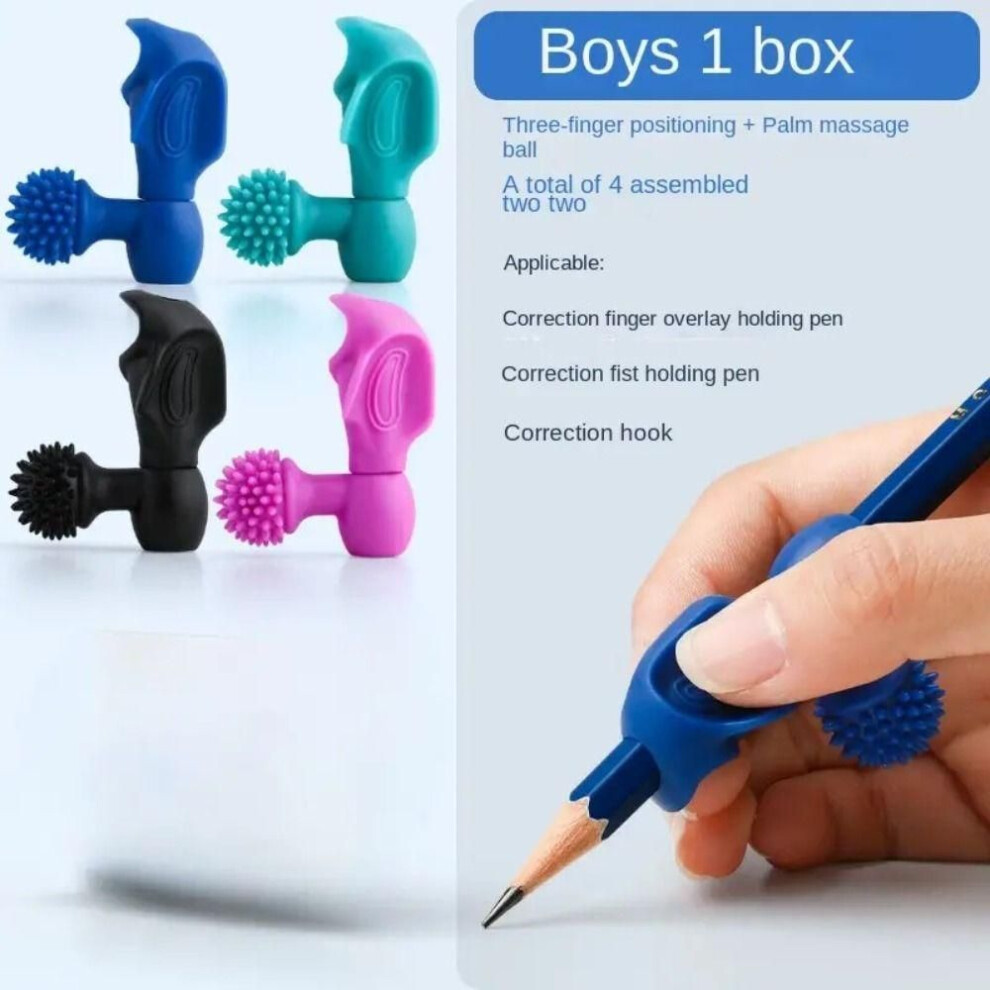 (boys) 4 Pcs Handwriting Silicone Orthosis Writing Aids Assisted Holding Pen  Beginners