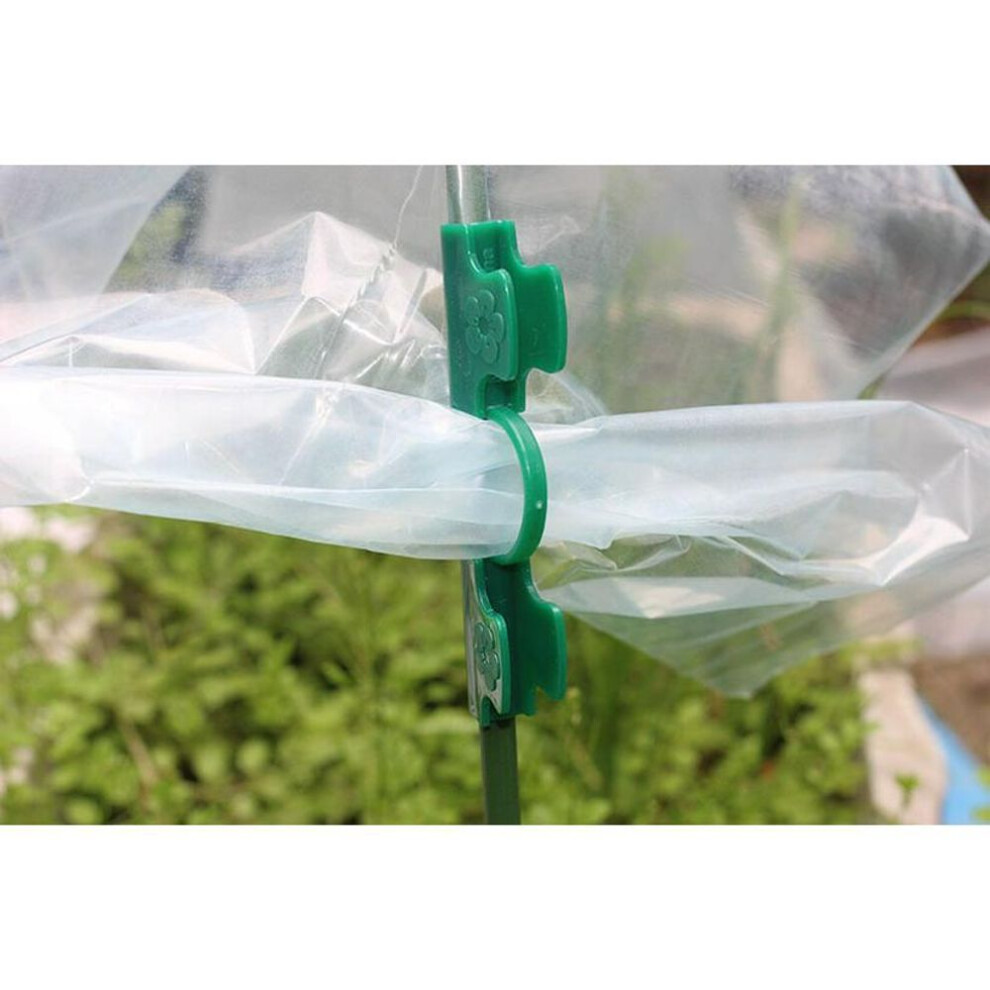 (dark green, 11mm double head) Greenhouse Gardening Plastic Film Buckle Clips For Flower And Film Fixation