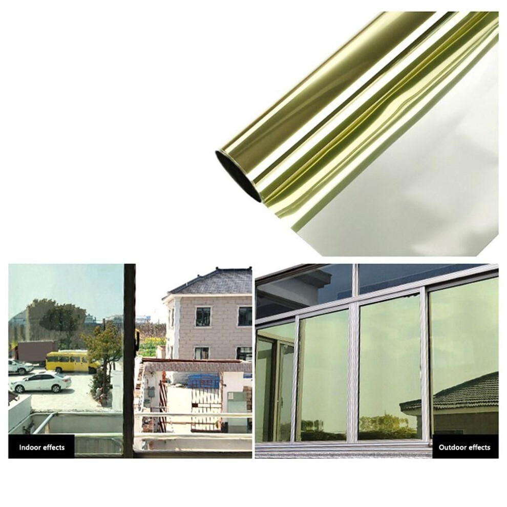 (gold) Self Adhesive One Way Mirror Privacy Home Decoration Window Film Foil Glass Sticker Uv Blocking