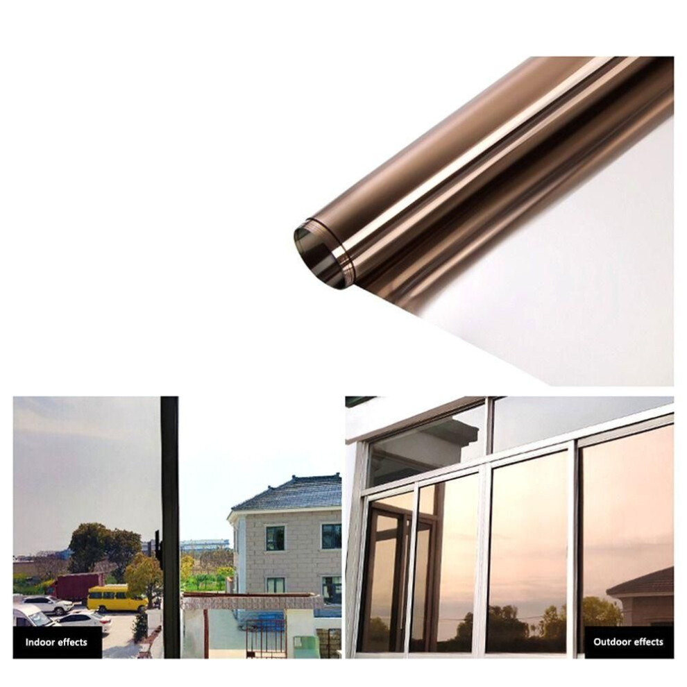 (brown) Self Adhesive One Way Mirror Privacy Home Decoration Window Film Foil Glass Sticker Uv Blocking