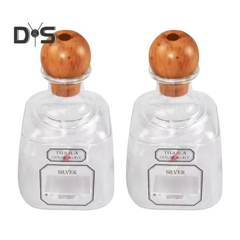 (as the picture, 2pcs) 375ml Mini Tequila Bottles Reusable Cocktail Cups With Straw Hole Refillable Liquor Bottles Drinks Cups For Cocktail Party Camping Picnics