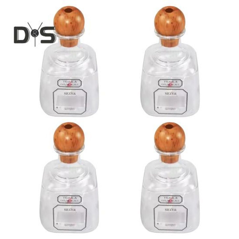 (as the picture, 4pcs) 375ml Mini Tequila Bottles Reusable Cocktail Cups With Straw Hole Refillable Liquor Bottles Drinks Cups For Cocktail Party Camping Picnics