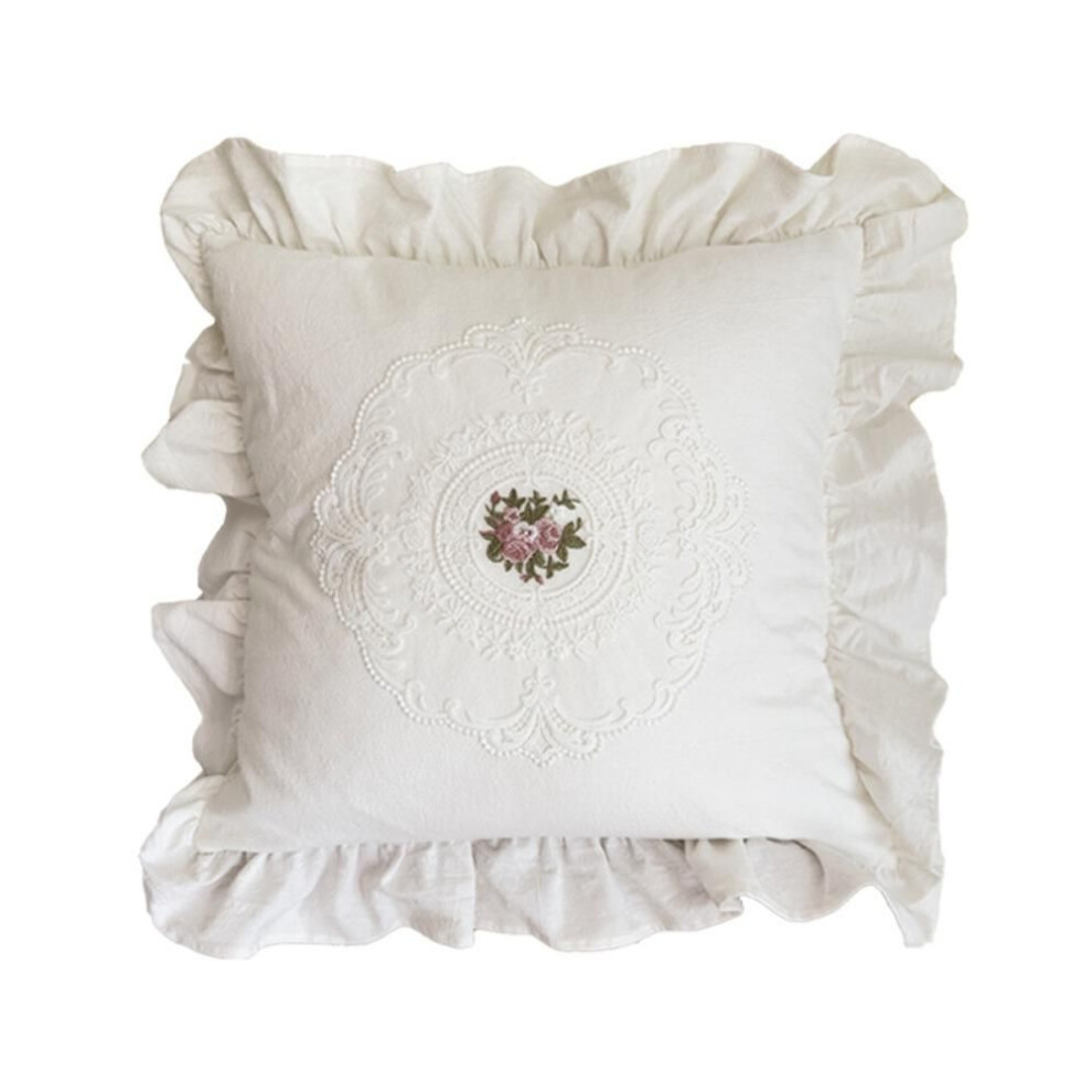 (Style 1) with Lotus Frill French Lace Pillow Cover Soft Pillow Shell  for Adult Children