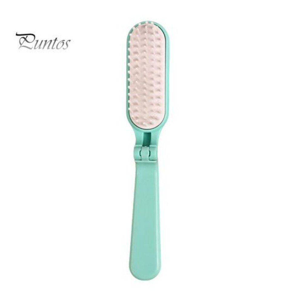 (cyan) Portable Folding Hair Brush Soft Bristles Scalp Massage Portable Anti-static Mini Plastic Hair Comb Kids Men Women Hair Styling Detangling Tools