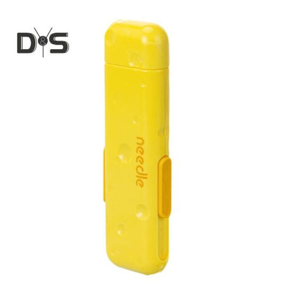 (yellow) 3-In-1 Needle Threader Seam Remover Needle Storage Box Hand Sewing Embroidery Cross Stitch Needle Threading Thread Removal Tools