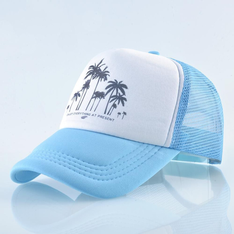 (sky blue, 56-60cm) Mesh Baseball Cap Summer Outdoor Sport Hats For Men Women Fashion Coconut Tree Hip Hop Hat