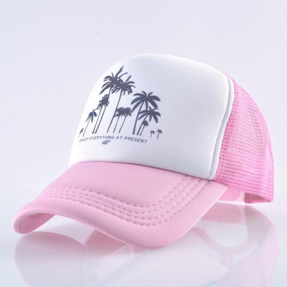 (pink, 56-60cm) Mesh Baseball Cap Summer Outdoor Sport Hats For Men Women Fashion Coconut Tree Hip Hop Hat
