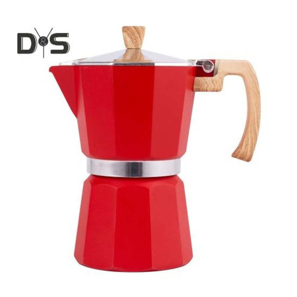 (red, 150ML) Moka Pot Espresso Maker Easy To Clean Stovetop Coffee Percolator Aluminum Italian Design Cuban Coffee Maker For Rich Flavor