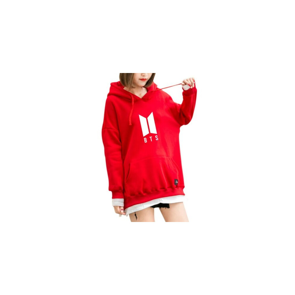 (Red,M)Sweat à capuche neuf Bts Bangtan sweat à capuche hip hop patchwork sweat à capuche avec poche