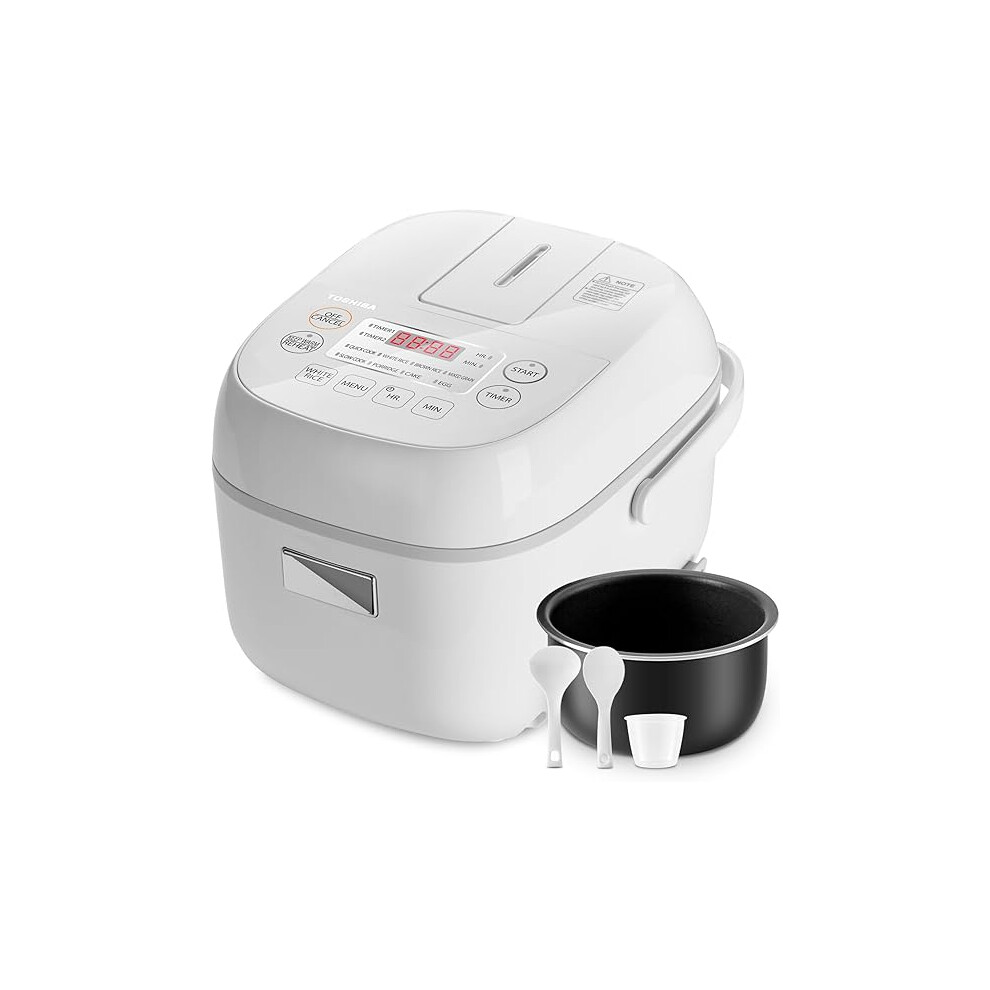 Toshiba Mini Rice Cooker, 3 Cups Uncooked Small Rice Cooker, Steamer & Warmer, With Fuzzy Logic And One-Touch Cooking, 24 Hour Delay