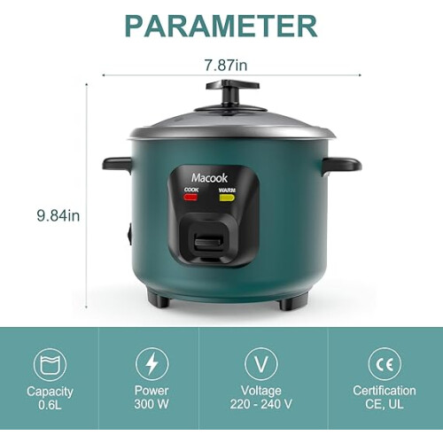 Macook Mini Rice Cooker | 0.6 Liter Multi-functional Rice Cooker Small | Non-Stick Rice Pot | One-button Operation | Automatic Keep Warm 2
