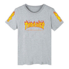 (GRAY,M)Top Thrasher shirts skateboard Tide Trasher magazine vlam casual T-shirts T-shirt