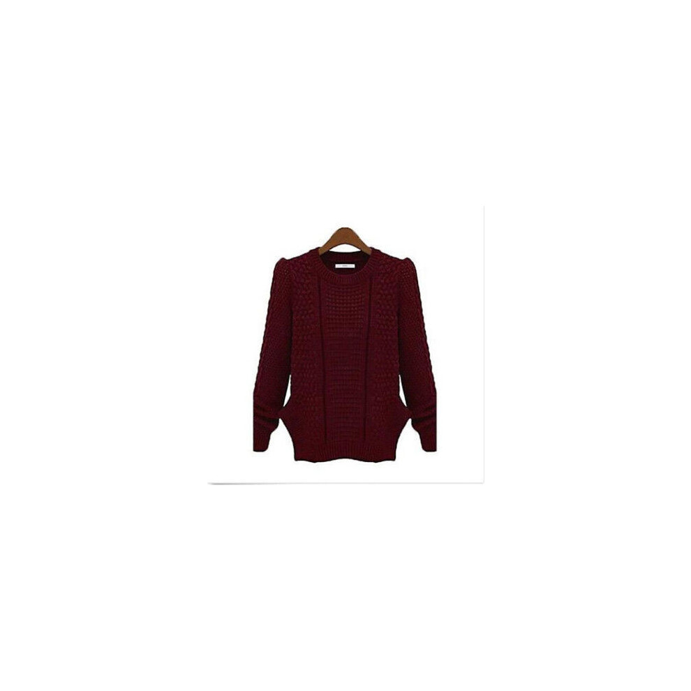 (Grenat)Femme Tricot Pull Manche Longue Chandails Hiver Extérieur Cadeau Haut