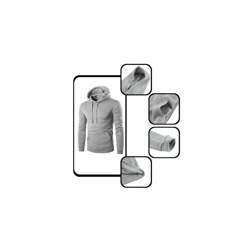 (LightGrey,L)Pull à capuche homme sweat chemise veste ample manteau haut hoody sport
