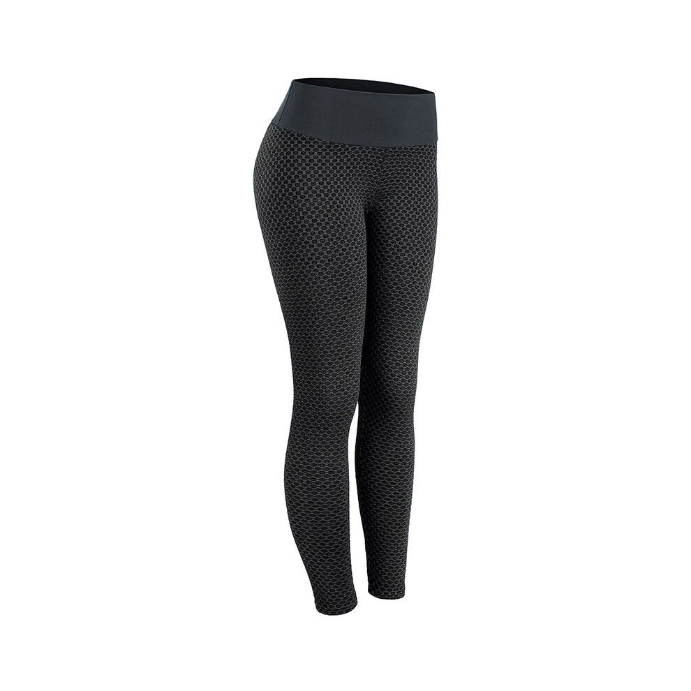 (Black,L)Legging femme push-up fitness sport course yoga gym pantalon entraînement