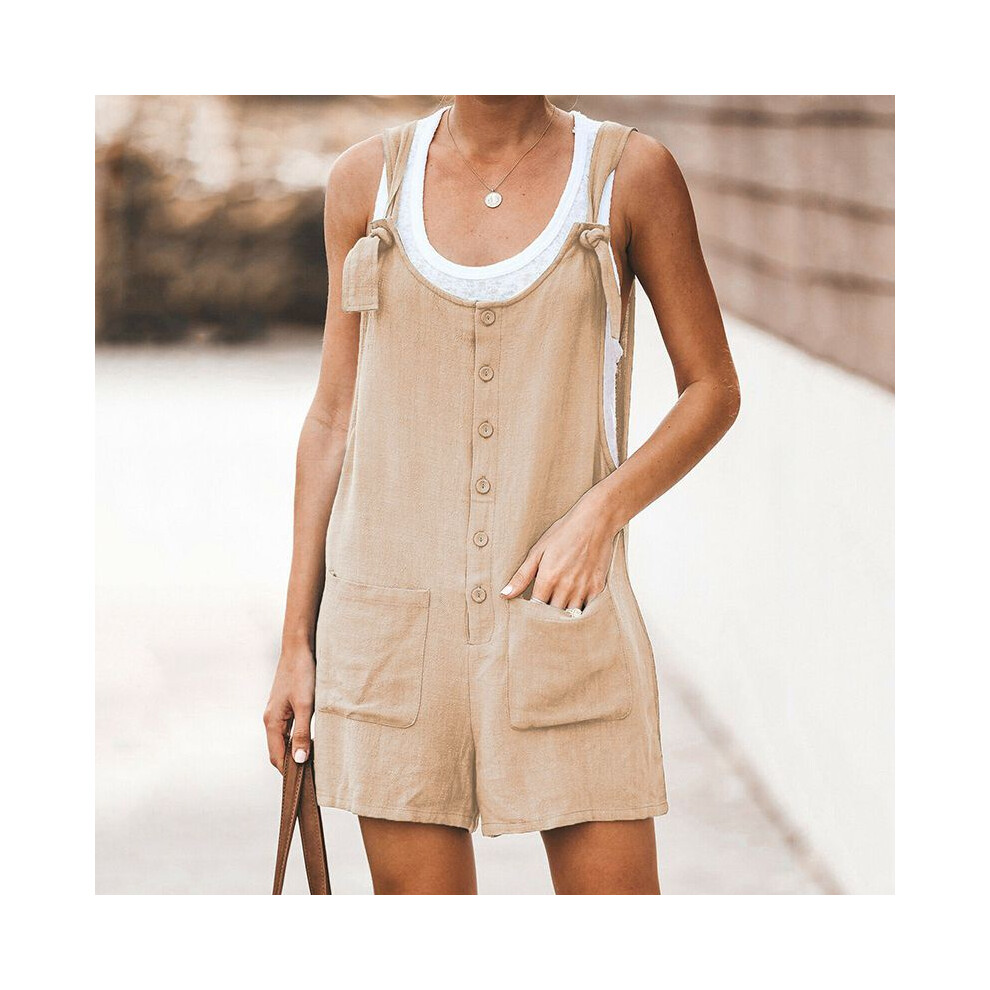 (Khaki,S)Combinaison sans manches pour femme salopette poche short combinaison salopette short