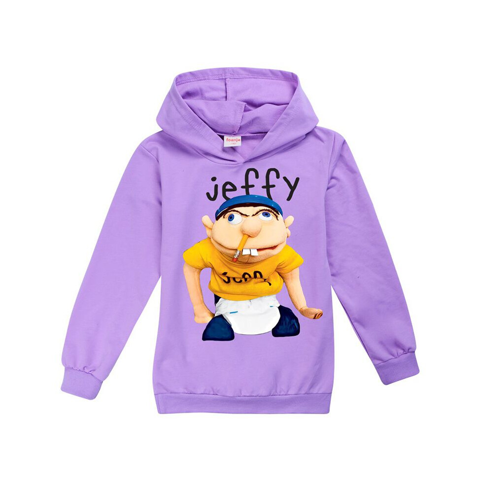 (Purple,150Cm/9-10 Years)NiñOs Jeffy Estampado Sudadera Con Capucha NiñOs Manga Larga Camisa Deportiva Capucha SuéTer Con Capucha-image