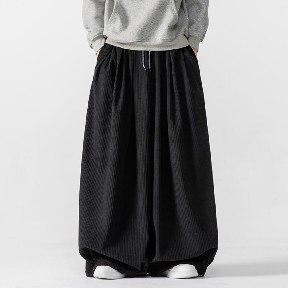 (black, XXL) 2025 Spring Autumn Men Corduroy Wide Leg Pants Men Chinese Styles Loose Warm Casual Hip Hop Trousers Mens Streetwear Pants