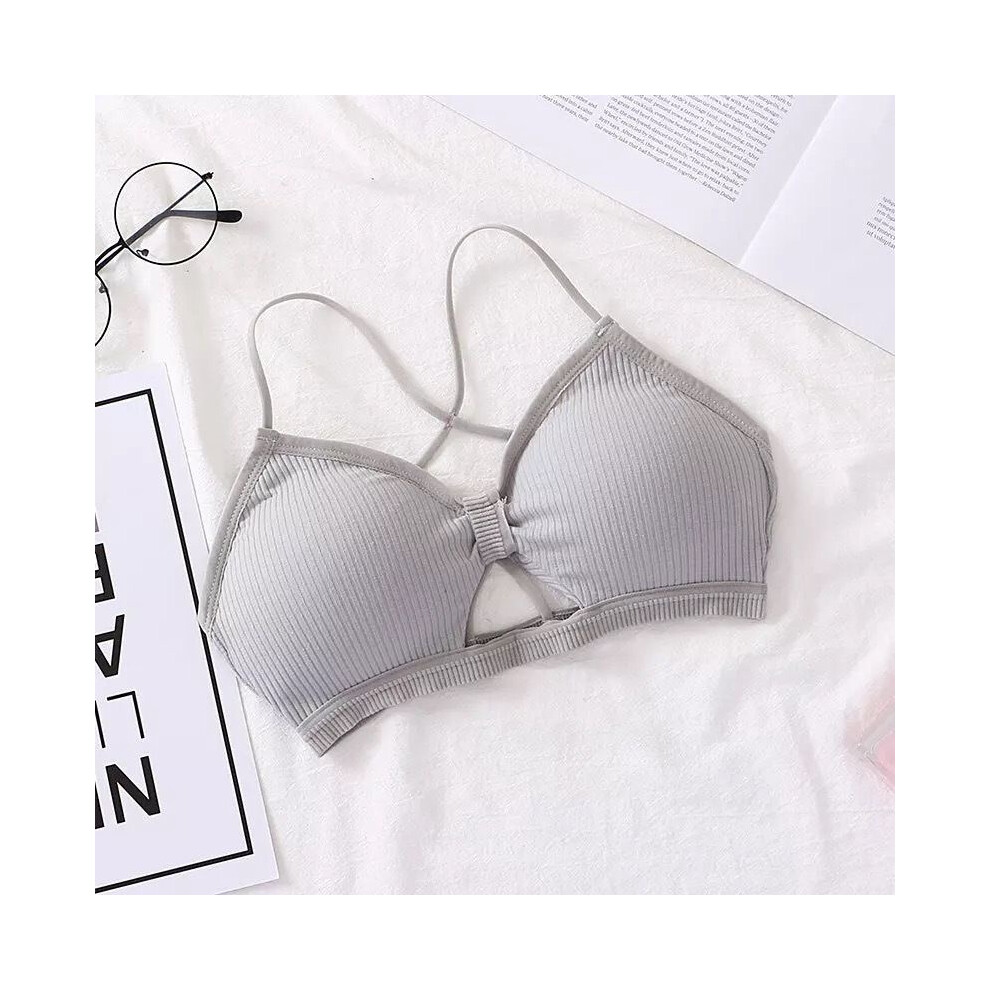 (Gray)Soutien gorge femme sexy fileté sport yoga crop top enveloppé poitrine sous vêtement
