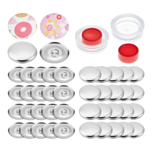 100 Sets Cover Button Kit with Tools,Fabric Making Kit,Fabric Cloth Covered Flat Back Buttons Maker,B 1