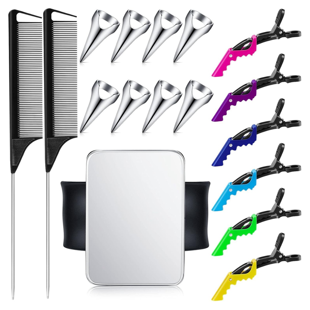 Jojomino Unisex 8 Pcs Parting Ring Hair Selecting 6 Sectioning Styling Clips Tool 2 Rat Tail Braiding Combs