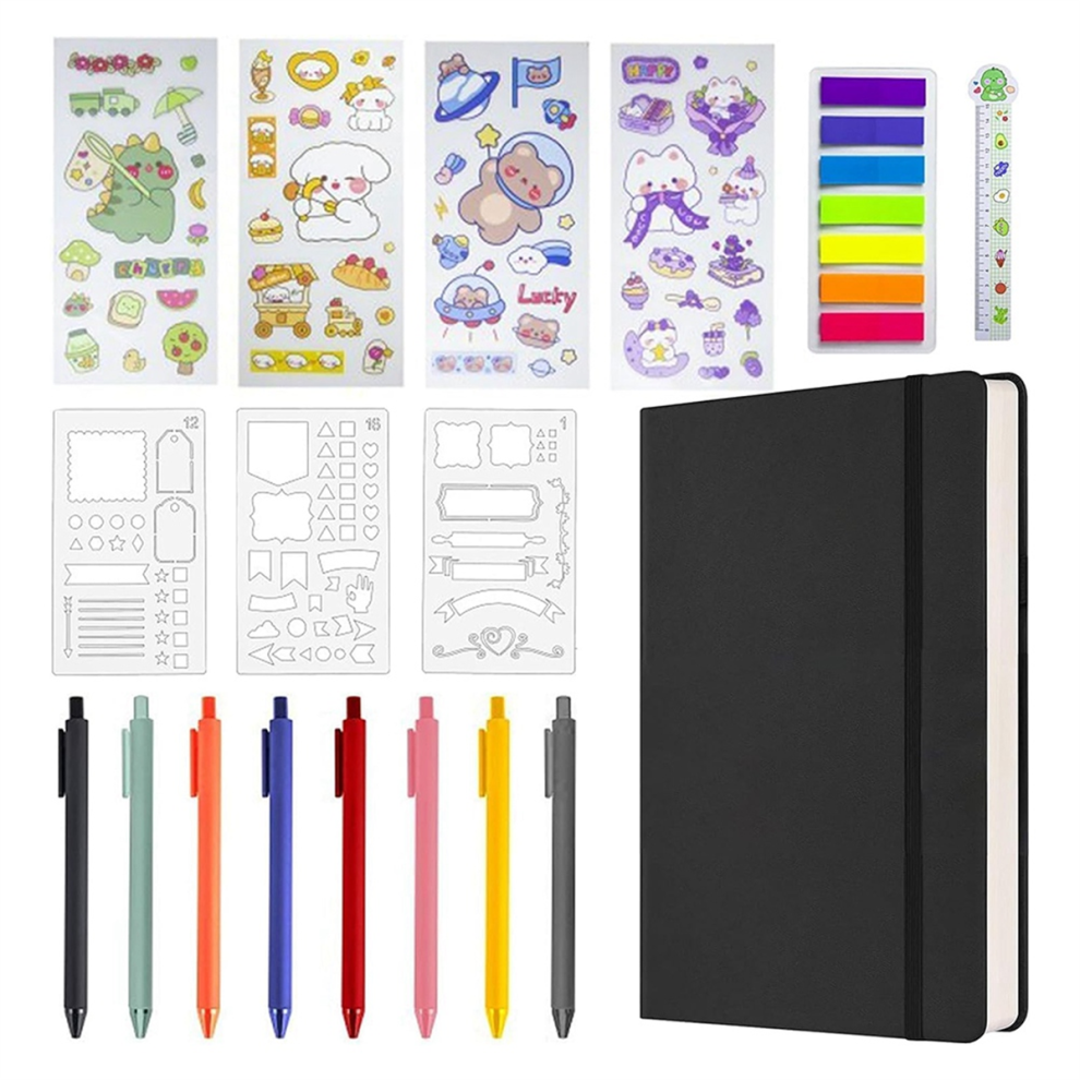 Hardcover Notebook Set,Supplies Planner Daily Stationary+Calendar,Contacts Elements for Teen Girls,120GSM,160 Page C-image-OPC-PH79Q2Y-NEW