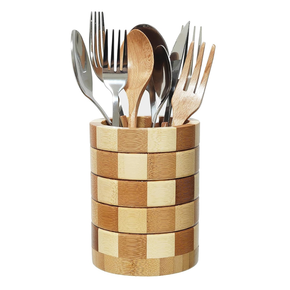Bamboo Silverware Holder, Organizer, Utensil Holder for Kitchen Countertop, Wooden Organizer-image-OPC-PH79Q7P-NEW