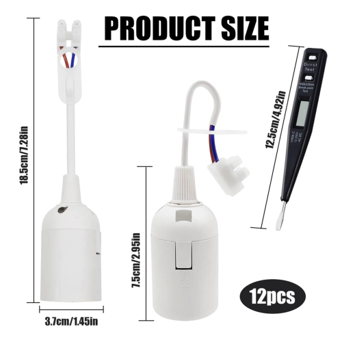 Lamp Holder E27 12 Pieces Construction Site Socket with Cable Voltage Tester 2