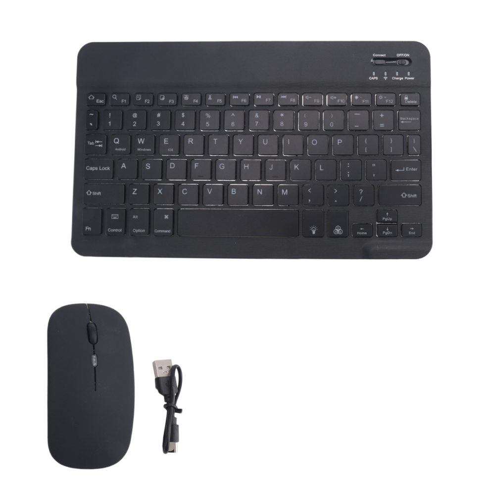 10Inch Wireless Keyboard And Mouse Rgb Backlit Rechargeable Bluetooth Combo Kit Black 4853482257846