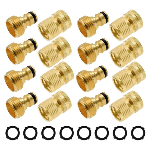 Kit Raccordo Rapido Per Tubo Da Giardino In Ottone – Attacco 3/4' GHT Maschio E Femmina Con 6 Rondelle - 2